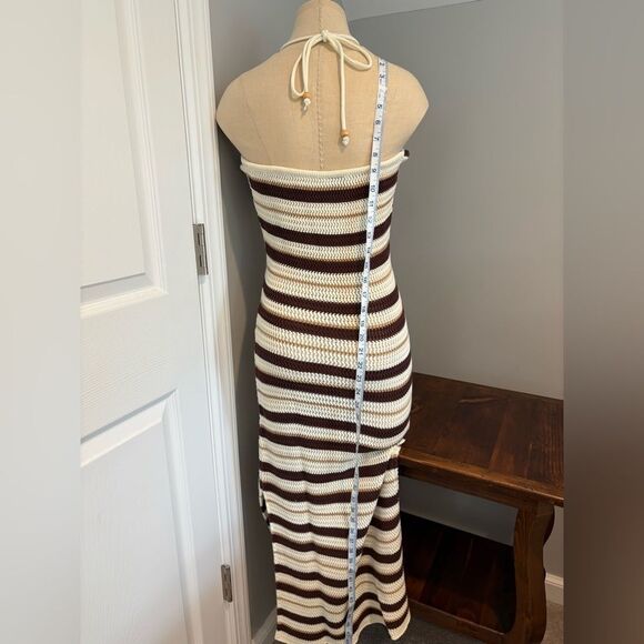 Miou Muse The Goldie Stripped Halter Dress Size L - Picture 4 of 10